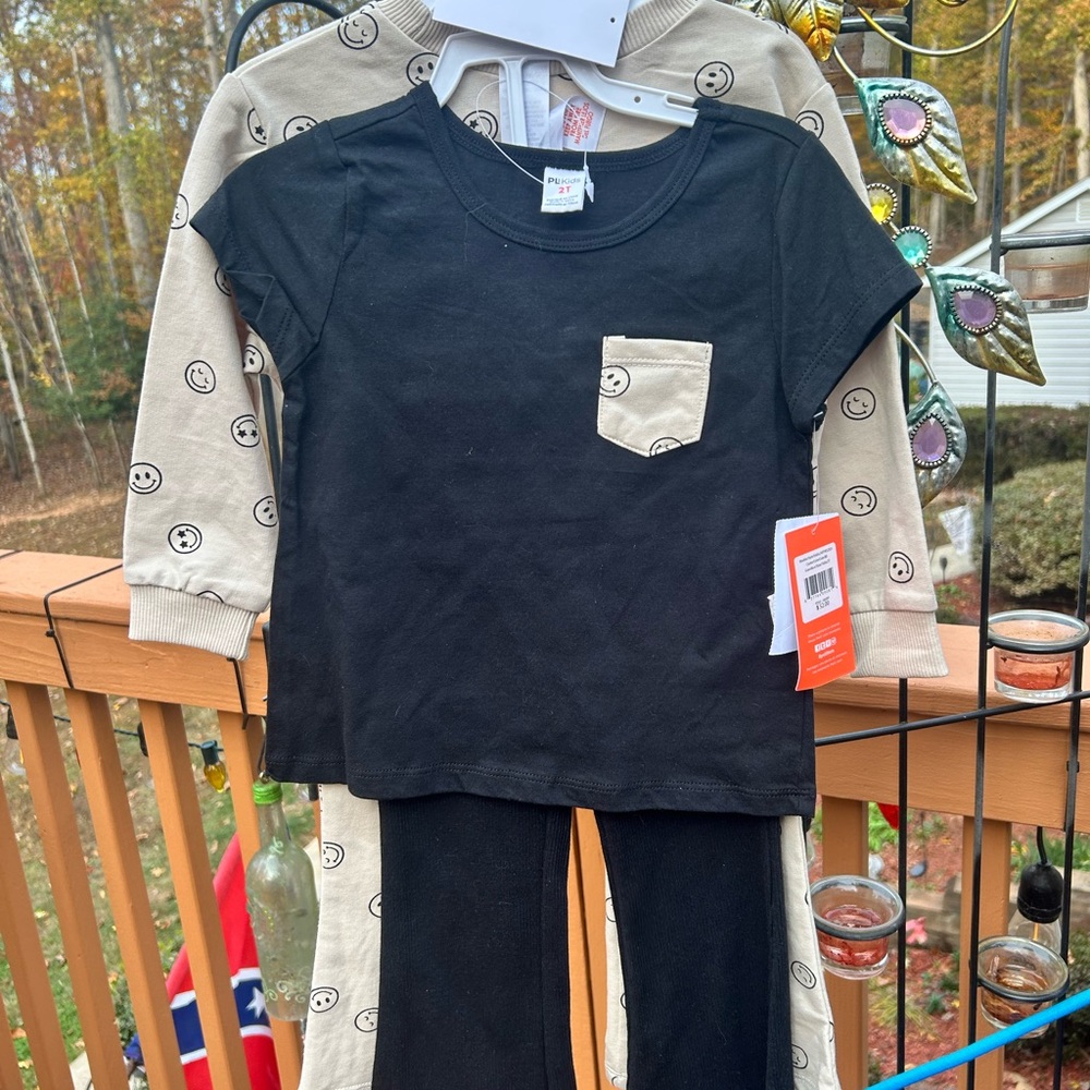 PL kids 2T, NWT 2piece set. Black shirt & pants. Tan sweatshirt & pants